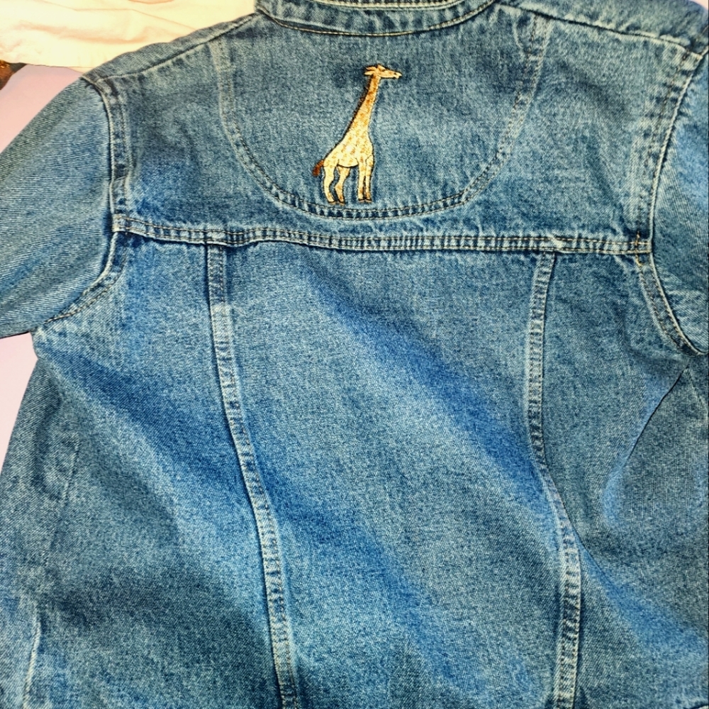 Giraffe Jean jacket embroidered